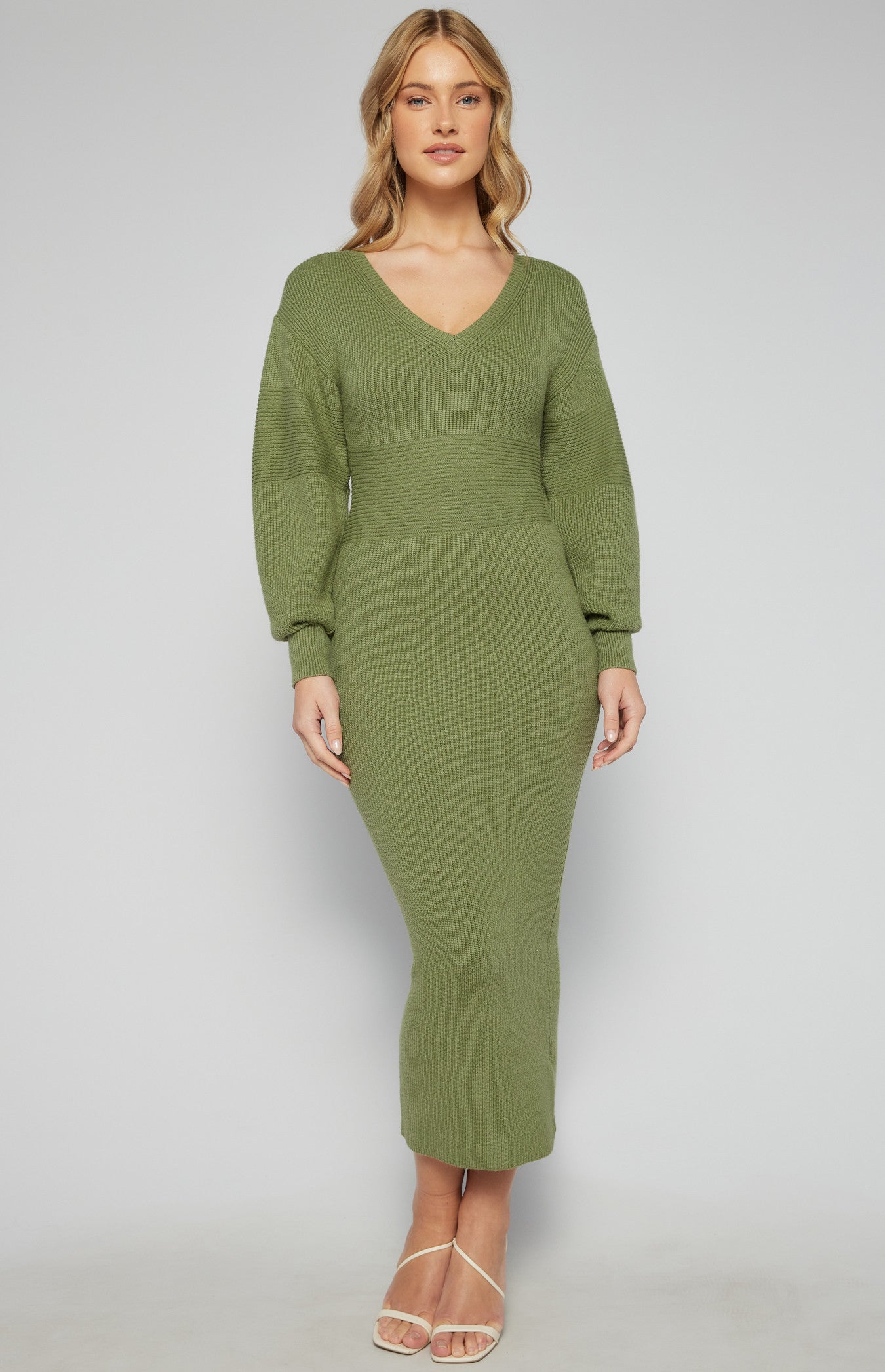 Fitted Knit Midi Dress
