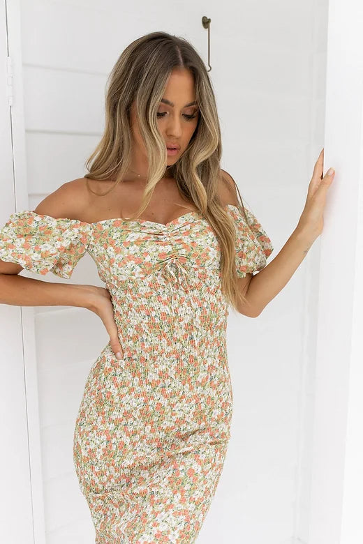 Floral Bodycon Midi Dress