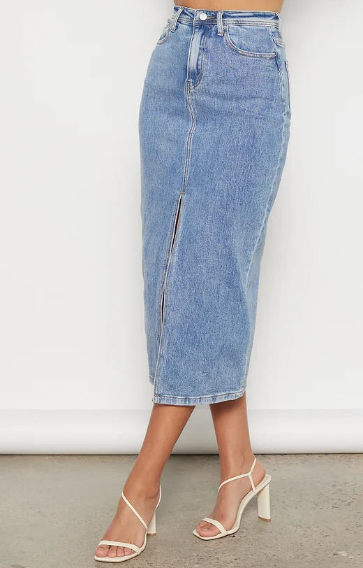 Kay Split Denim Skirt